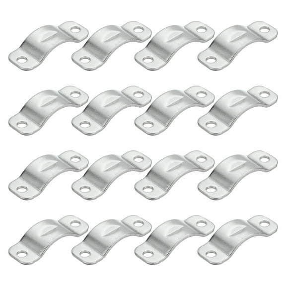 Uxcell 16Pack Rigid Pipe Strap Fit M5 (1/5") Tube OD, 2 Holes Stainless Steel Tube Clamp for Pipe or Cable Fixing