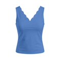 thumbnail image 4 of Arlun Plus Size Womens Sleeveless Tank Tops 2026 Elegant Solid Color Scallop V-Neck Vest Top Summer Casual Lightweight Comfortable Basic Tee Shirts for Daily Wear Blue XL, 4 of 4