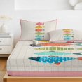 thumbnail image 6 of Twin XL Size Fitted Sheet Set - Coastal Nautical 2 Piece Bedding Sets 16" Deep Pocket Fitted Sheet with 1 Pillowcases, Summer Cute Cartoon Fishes Plaid Pink Brushed Microfiber Hotel Luxury Bed Sheets, 6 of 9