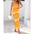 thumbnail image 2 of Vestido largo BTFBM para mujer, con estampado floral, sin tirantes, con malla, 2 of 9