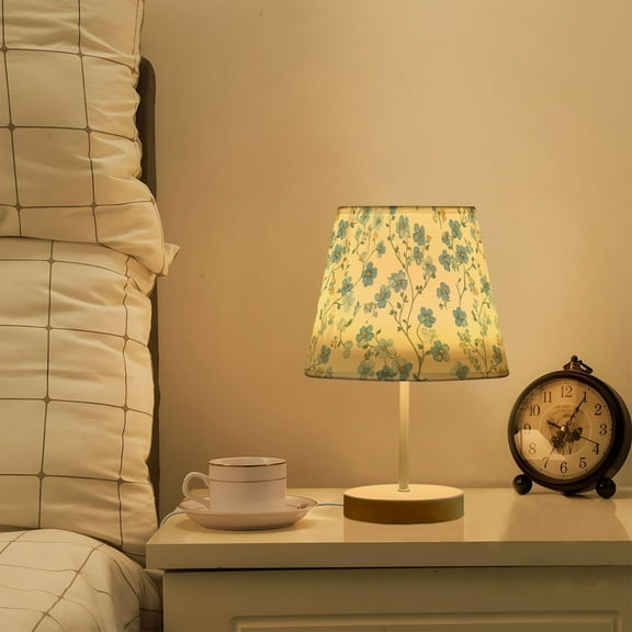 Yayeee Mini Table Lamp 10.8" Dimmable with Fabric Shade 3 Color Temperatures, Forget Me Not