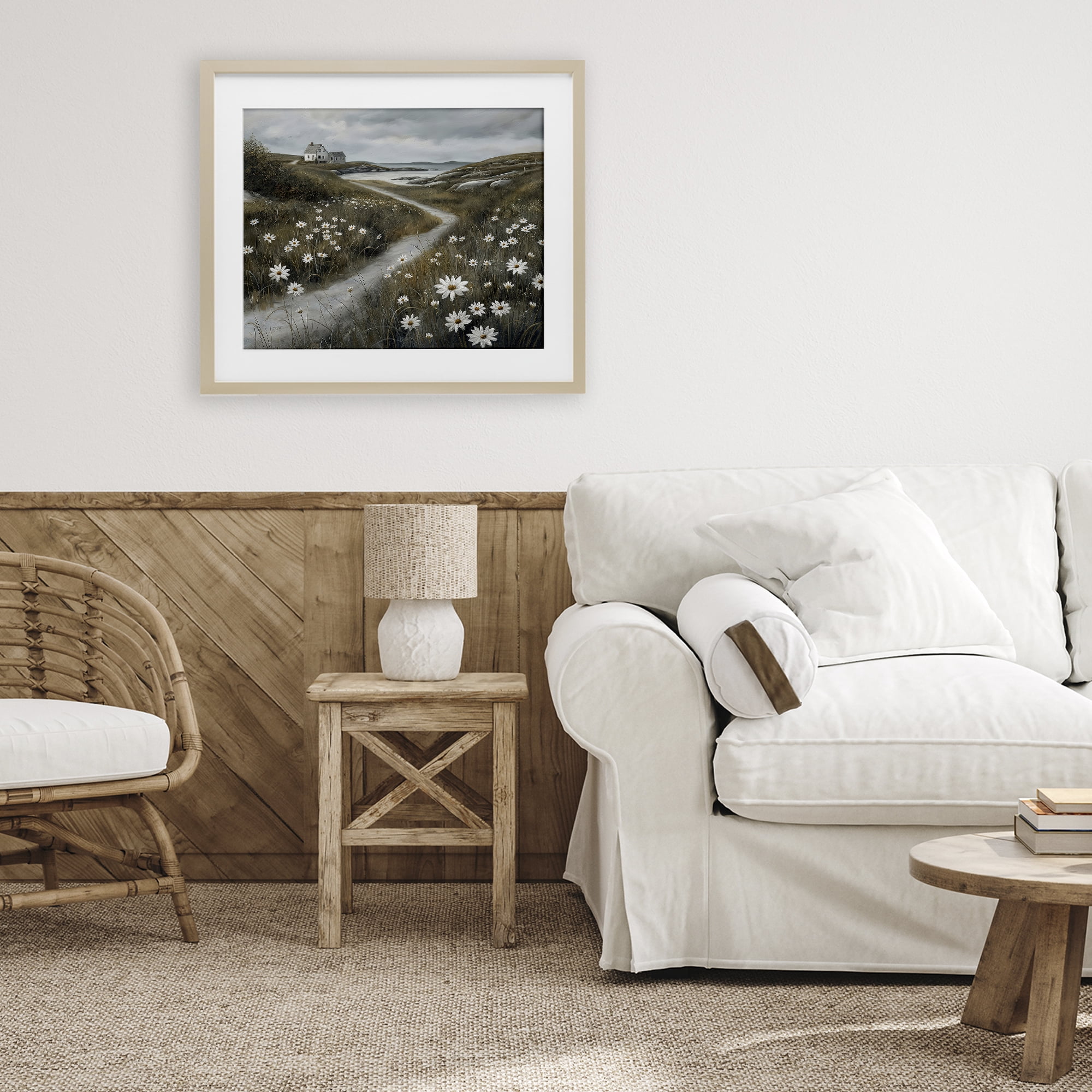 Stupell Industries Daisies Along Coastal Path Birch Framed Print Under Glass, design by Imagine It Images