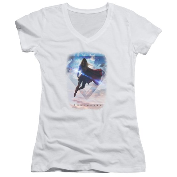 Supergirl Endless Sky Junior Women's V-Neck T-Shirt White