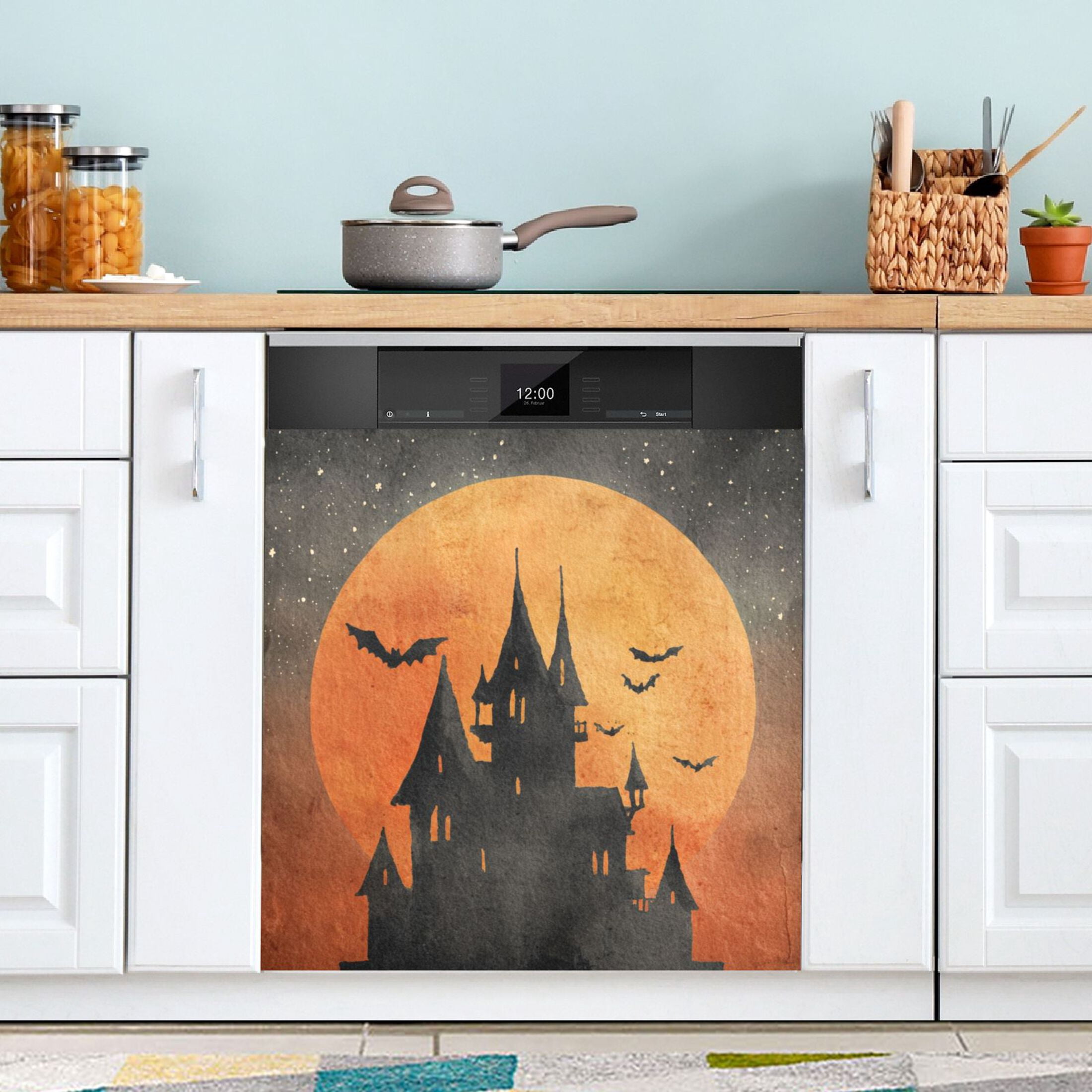 Dishwasher Magnetic Sticker 23x26 Inch Refrigerator Magnetic Sticker Washing Machine Magnetic Sticker Kitchen Panel Magnetic Sticker Home Decor Halloween Castle