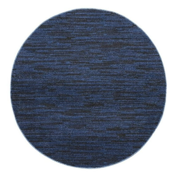 Pemberly Row 4' x Round Midnight Blue Fabric Outdoor Area Rug (4' Round)
