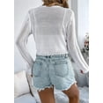 thumbnail image 6 of Women'S Tie Front Long Sleeve Scalloped Crop Cardigan Knit Top White M, 6 of 8