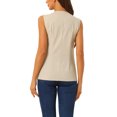 thumbnail image 3 of INSPIRE CHIC Women's Button Down Vest Top Cotton Linen V Neck Sleeveless Casual Jacket S Beige, 3 of 6