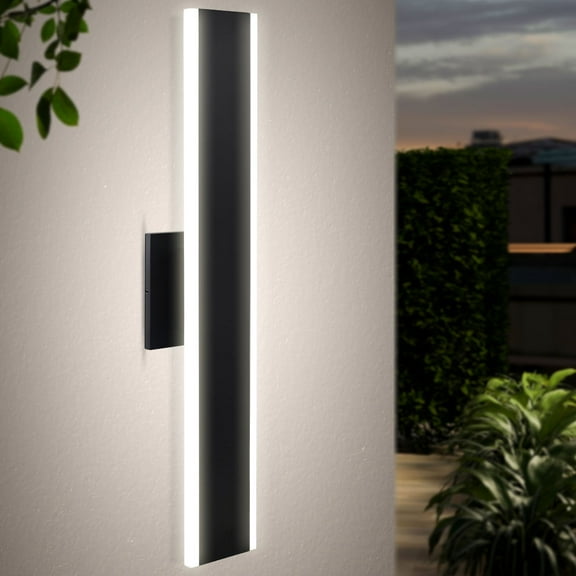 LUXRITE 24 Inch LED Outdoor Wall Sconce, 25W, 2000 Lumens, 5CCT, Dimmable, CRI 90, 120 Beam, 120-277V ETL Listed, Black