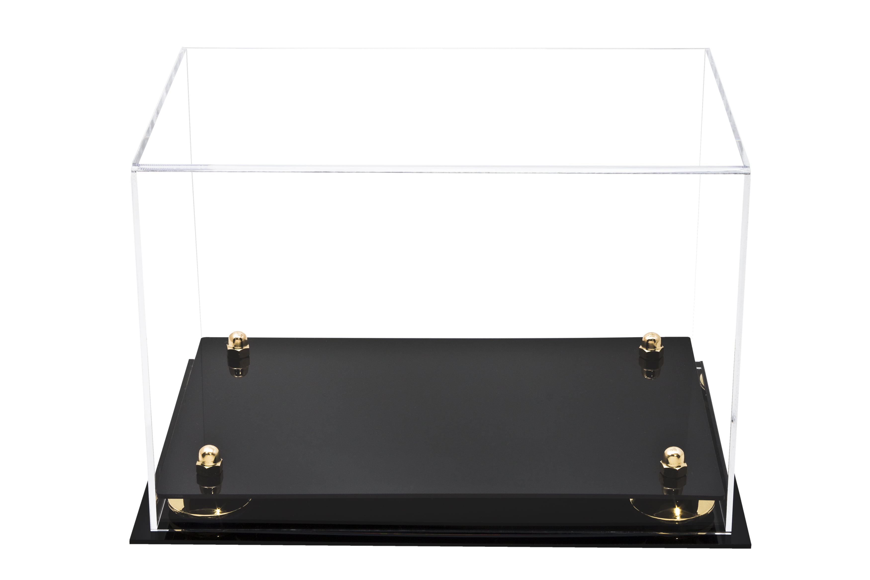 A004-GR Deluxe Acrylic Baseball Glove Display Case with Gold Risers and Mirror 
