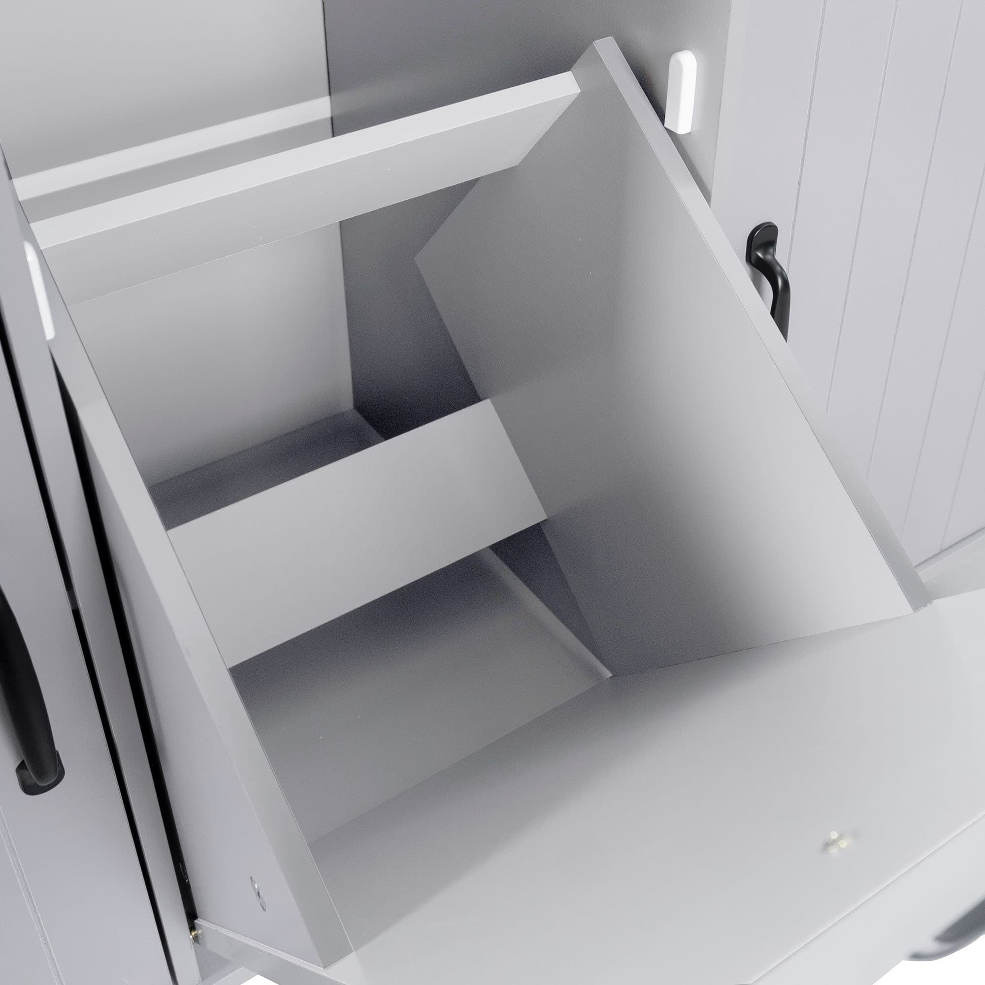 MAYEERTY Kitchen Island with Trash Can Storage Cabinet, Gray