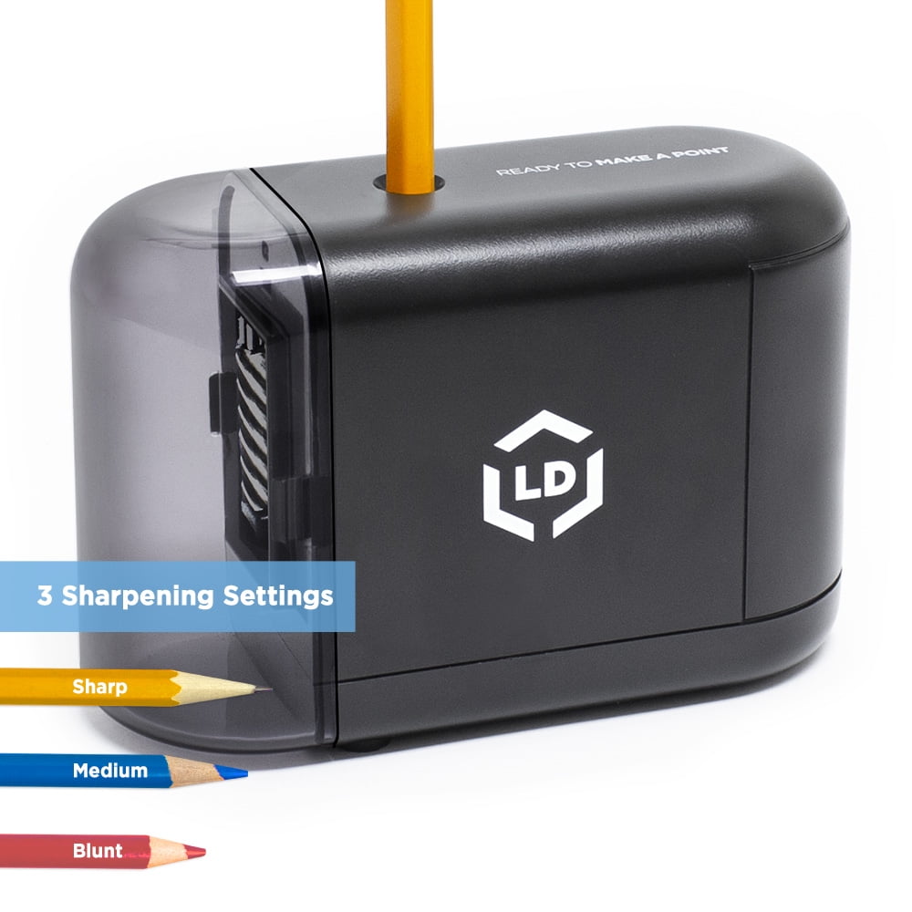 LD Electric Pencil Sharpener – Professional, Home & Office – 3 Sharpener Settings, Durable, Heavy Duty – Wall Power Supply Included