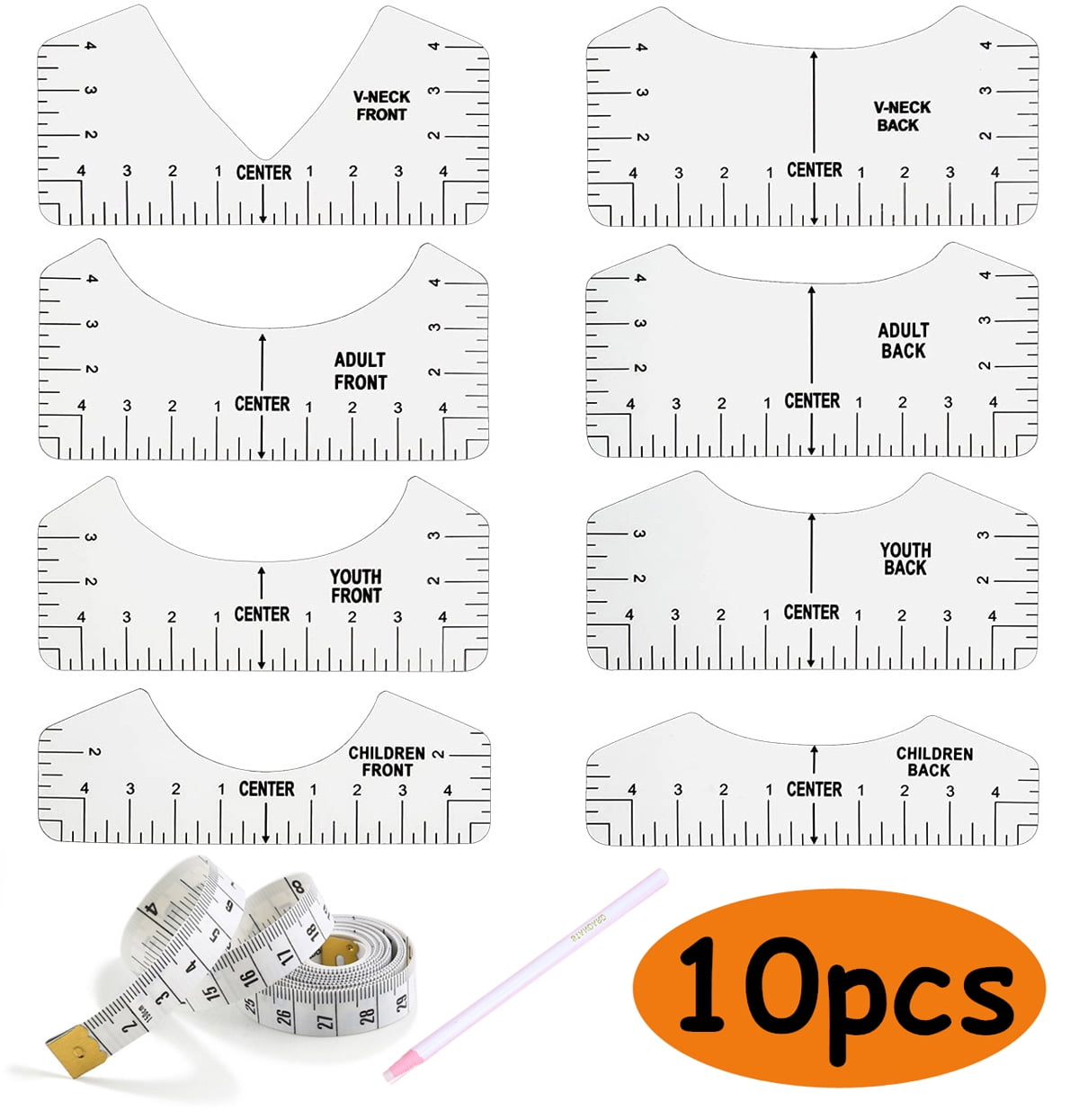 Tshirt Ruler Guide for Vinyl Alignment Tool with Soft Tape Measure Craft Sewing Supplies Accessories Tools for Cricut Heat Press HTV Heat Transfer Vinyl