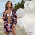 thumbnail image 6 of Xoenoiee Cherry Blossom Print Bathing Suit Cover Up Shirt for Women Button Down Beach Cover Ups Side Split Swimsuit Coverup Lapel Collar Blouse, 2XL, 6 of 7