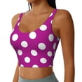 thumbnail image 2 of Fotbe Purlpe And White Polka Dot Pattern Womens' Sports Bra Longline Wirefree Padded with Medium Support Sports Moisture-Wicking Workou Vest,Tank Top-, 2 of 7