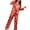 Red, variant on Women’s Stain Pajamas Set, Soft Long Sleeve Button Down Shirt Pants Set Sleepwear