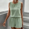 thumbnail image 3 of Short Sets for Women Sleeveless Crewneck Tank Top and Shorts 2 Piece Matching Set Womens Lounge Set Summer Outfits, 3 of 9