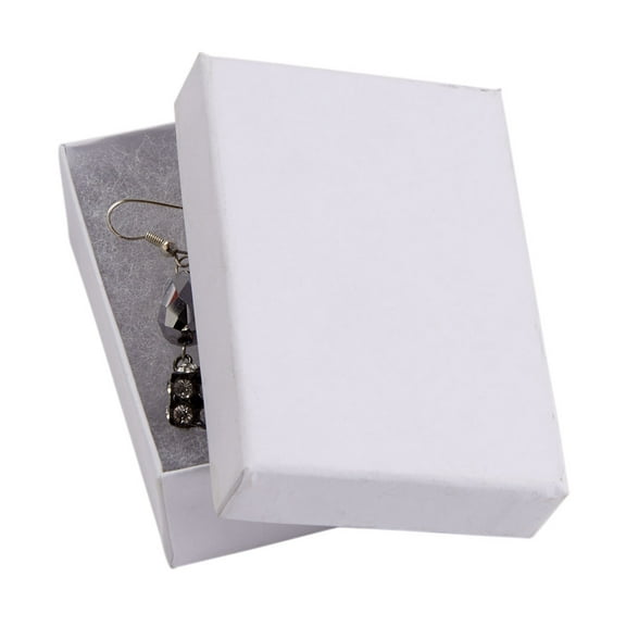 SSWBasics 3 1/16 x 2 1/8 x 1 inch Cotton Filled White Kraft Jewelry Boxes - Case of 100 -