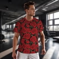 thumbnail image 3 of Wukai Rose Flowers Print Men's Short-Sleeved Mesh T-Shirt,Quick-Dry Short Sleeve Workout T-Shirt-Medium, 3 of 8