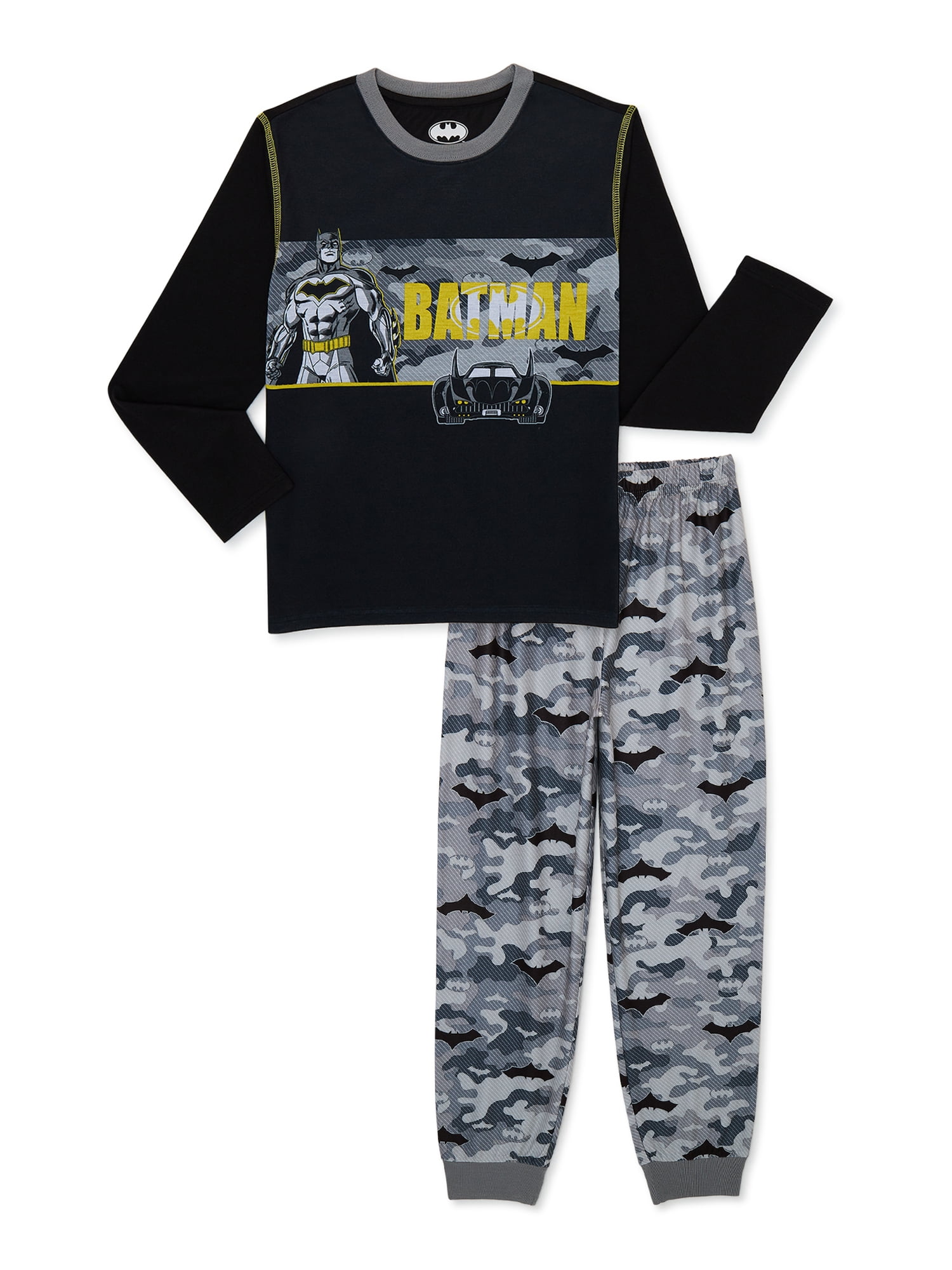 Batman Boys Long Sleeve Pajamas Set, 2-Piece, Sizes 4-12