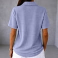 thumbnail image 4 of Dwellite Women's Polo Shirts Short Sleeve Waffle T-Shirt Summer Casual Tennis Work Athletic Tops Purple L, 4 of 5