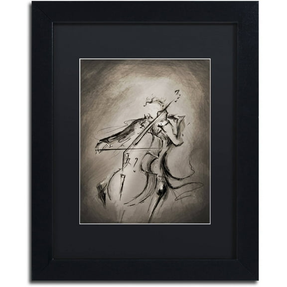 Trademark Fine Art 'The Cellist' Canvas Art by Marc Allante, Black Matte, Black Frame