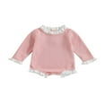 thumbnail image 1 of OUSITAID Newborn Baby Girl Romper Long Sleeve Ruffle Collar Jumpsuit Waffle Bodysuit Fall Clothes, 1 of 7