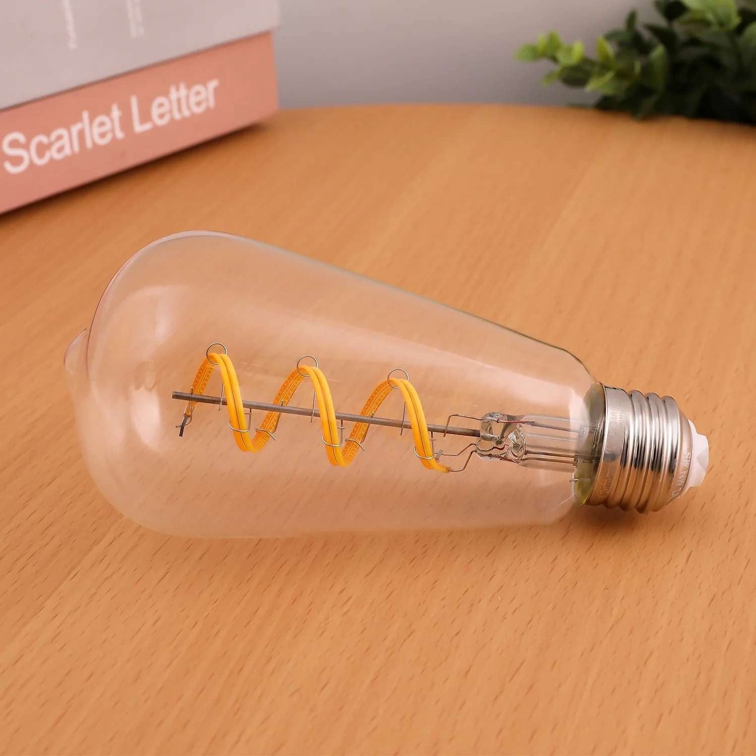 Better Homes & Gardens ST19 Vintage LED Edison Light Bulbs, 4.5W (40W Equivalent), E26 Medium Base, Dimmable, 3CCT Selectable (2700K/3300K/5000K), Clear Spiral Filament, 2 Pack