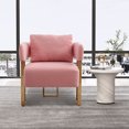 thumbnail image 2 of Modern Sofas TS Modern decorative chair, living room side chair with gold metal legs, no wheels, suitable for dressing area, reception room, office,Teddy fleece upholstered metal foot sofas 2PCS Pink, 2 of 11