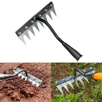 Gardenia Iron Weeding rake,Iron rake 2.0 for Gardening and Weeding, Heavy Duty 8 Teeth Hand Weed Puller Tools (Without Stick)
