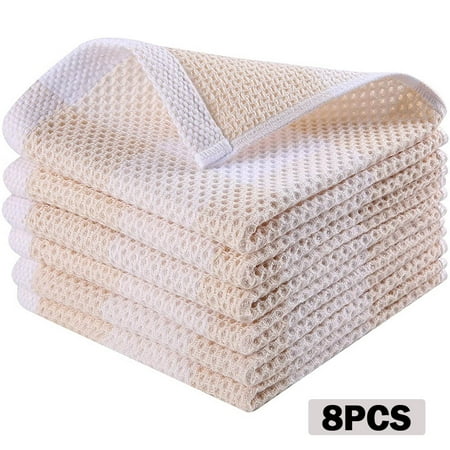 

100% Cotton Check Plaid Kitchen Dish Cloths 8 Pack Waffle Weave Dish Towels for Drying Dishes Ultra Soft Absorbent Kitchen Towels Perfect for Kitchen Decor 12 X 12 Inch