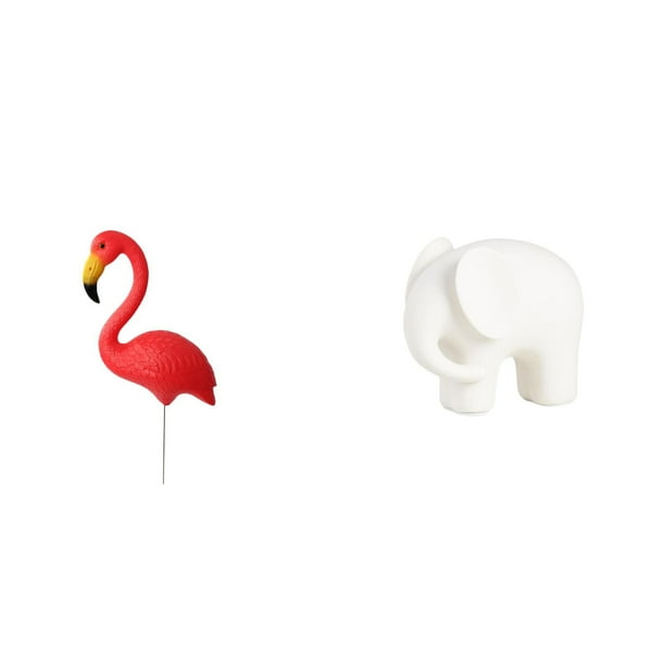 Figura Decorativa De Jardín Con Forma De Elefante Y Flamenco, Ideal Para Decorar Jardines En Primavera Y Fiestas. Estatua Coleccionable Con Almohadillas Antideslizantes Para Mesa.