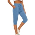 thumbnail image 5 of Lenpel Women's Yoga Capri Joggers Fashion Drawstring Elastic Waist Cropped Pants with Pockets Comfy Lightweight Workout Lounge Pants, 5 of 7