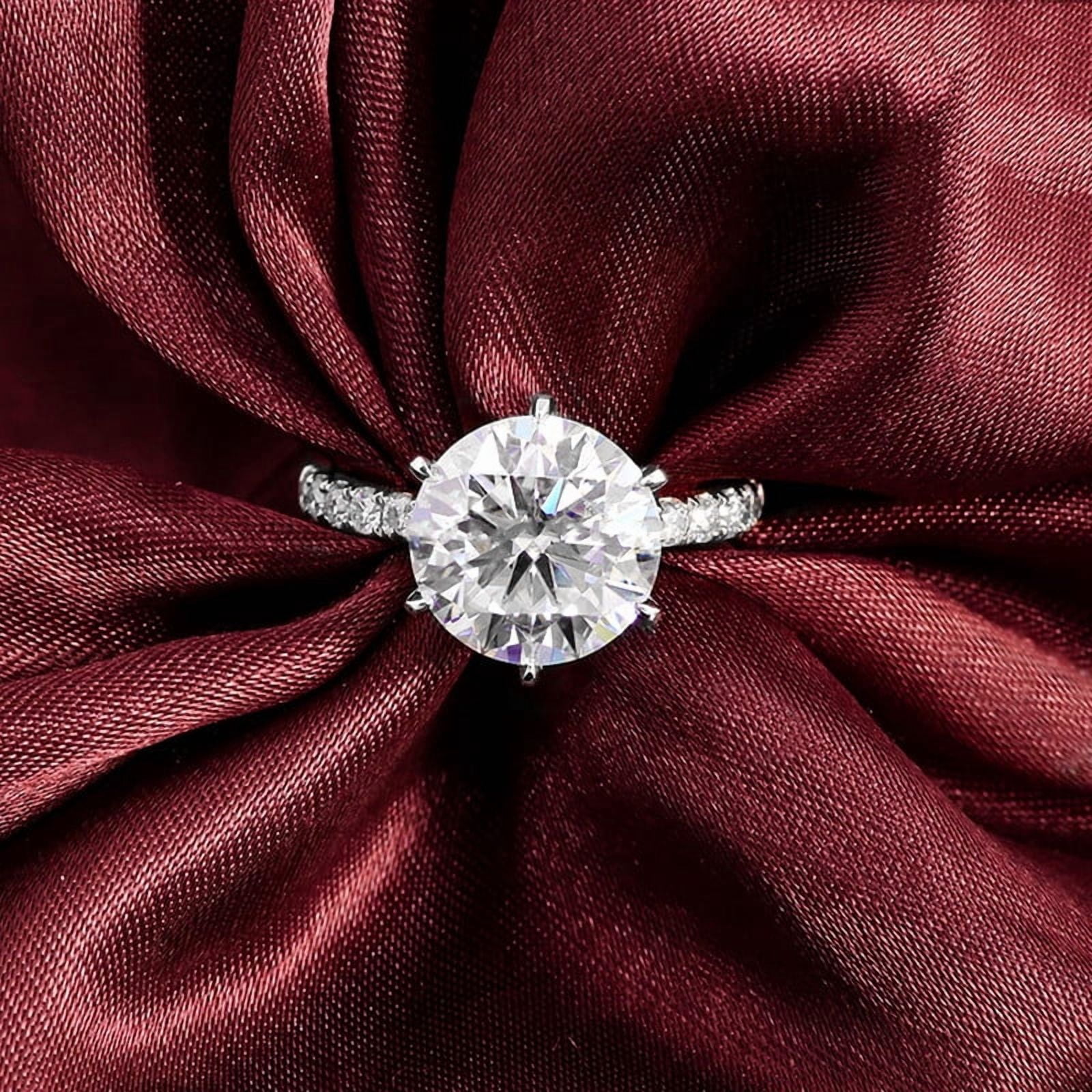 solitaire jewels 3CT Round Moissanite Hidden Halo Engagement Ring For Women, 10K White Gold