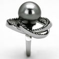 thumbnail image 4 of RareGem TK1371 - High polished (no plating) Stainless Steel Ring with Synthetic Pearl in Gray, 4 of 4