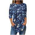 thumbnail image 2 of JTZGDY Women Tunic Tops for Leggings Dressy Casual Summer 3/4 Lenght Sleeve Crewneck Floral Graphic T-Shirts Loose Irregular Hem Blouse Multicolor#16 S, 2 of 6