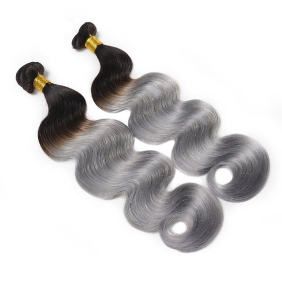 Silver Body Wave Bundles 100%Human Hair 1/3 PCS Ombre Grey Two Tone Hair Extensions Remy Human Hair Bundles