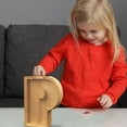 thumbnail image 3 of PRETXORVE Wooden English Letter Savings Can Transparent Glass Savings Can, 3 of 6