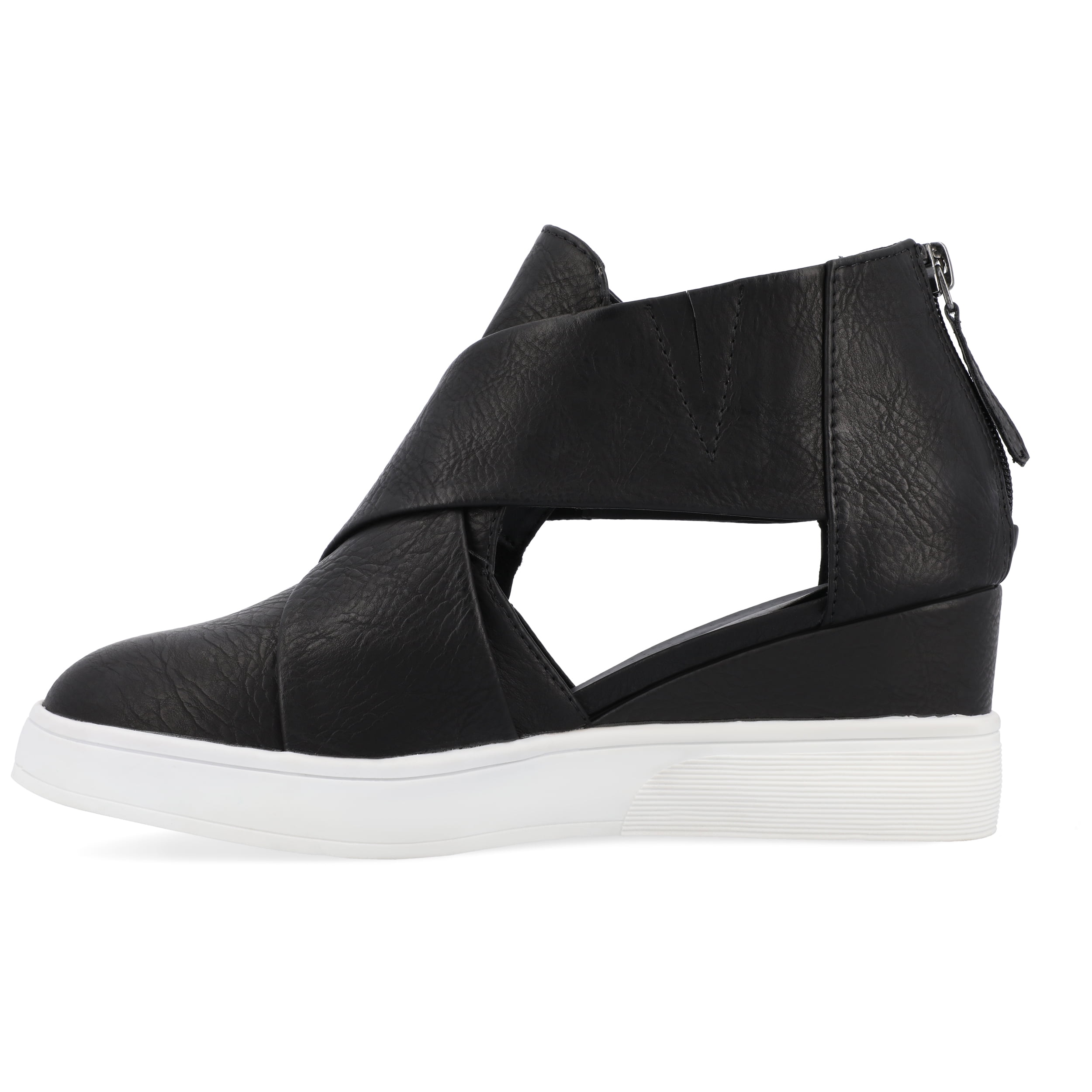 Journee Womens Seena Round Toe Back Heel Zip Wedge Sneakers