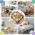 thumbnail image 4 of Rainbow Tie Dye Sunburst Square Tablecloth,Waterproof Square Table Cover,Wipeable Spillproof Washable Table Cover for Home Kitchen Party Decor 42"X42"(107x107cm), 4 of 6