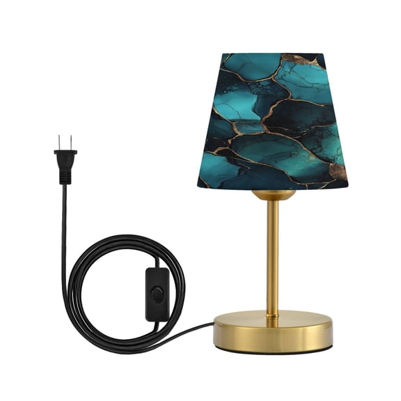 Wobogo Gild Dark Green Marble Table Lamps Three-channel Adjustable Lighted Antique Brass Metal Base Simple Modern Style for Bedroom Nightstands Living Room and Office