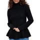 thumbnail image 3 of Suéter de Larga con Cuello Alto y Volantes para Mujer, Colección Otoño 2025 Negro L, 3 of 8