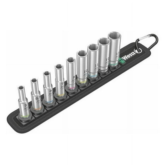 Wera 05004525001 0.25 in. Metric Drive Deep Socket Set - 9 Piece