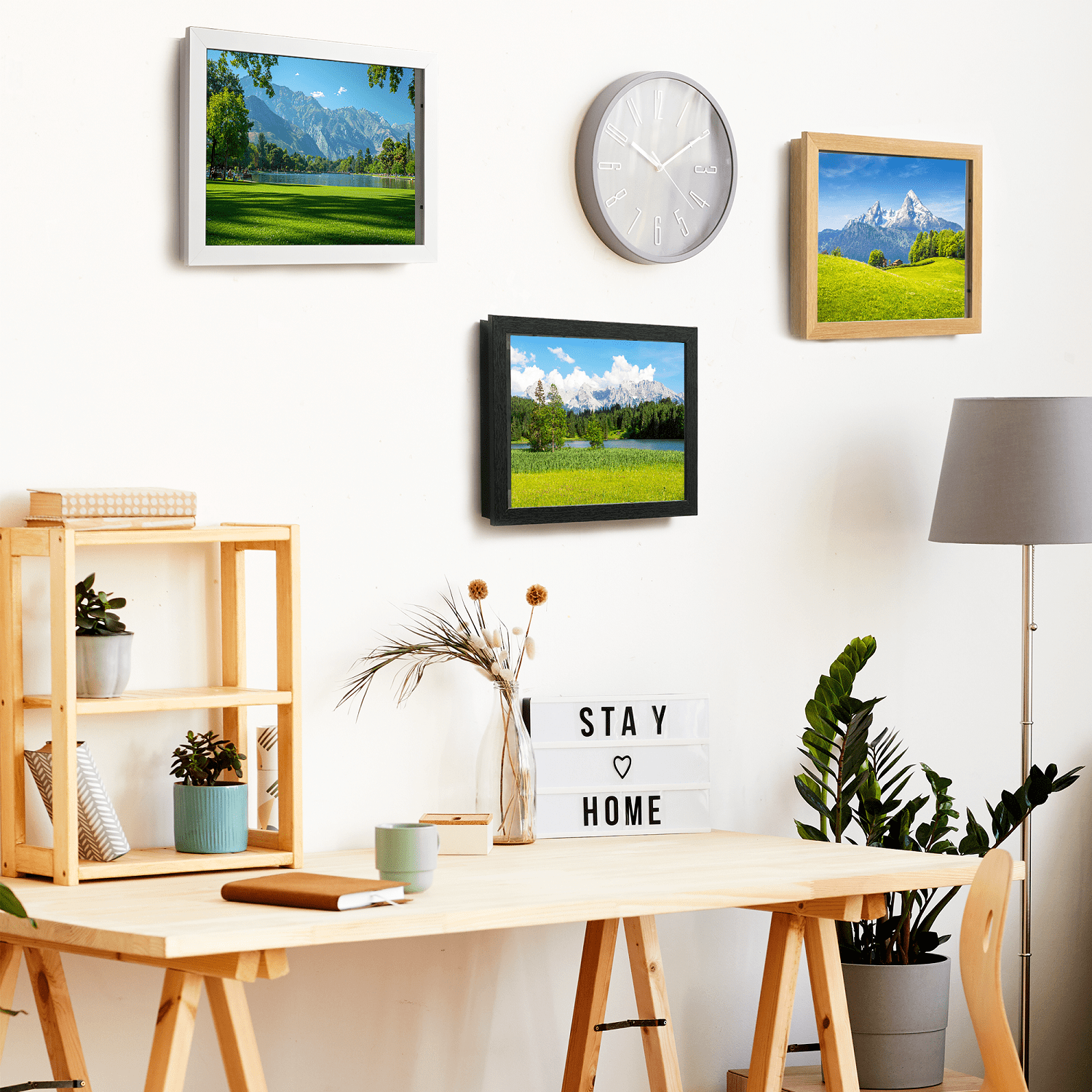 Storvive 4 Pack Art Frames, 8.27" x 11.69" Magnetic Front Opening Artwork Frames, Changeable Picture Storage Frames, Crafts Painting Art Display, Dark Wood