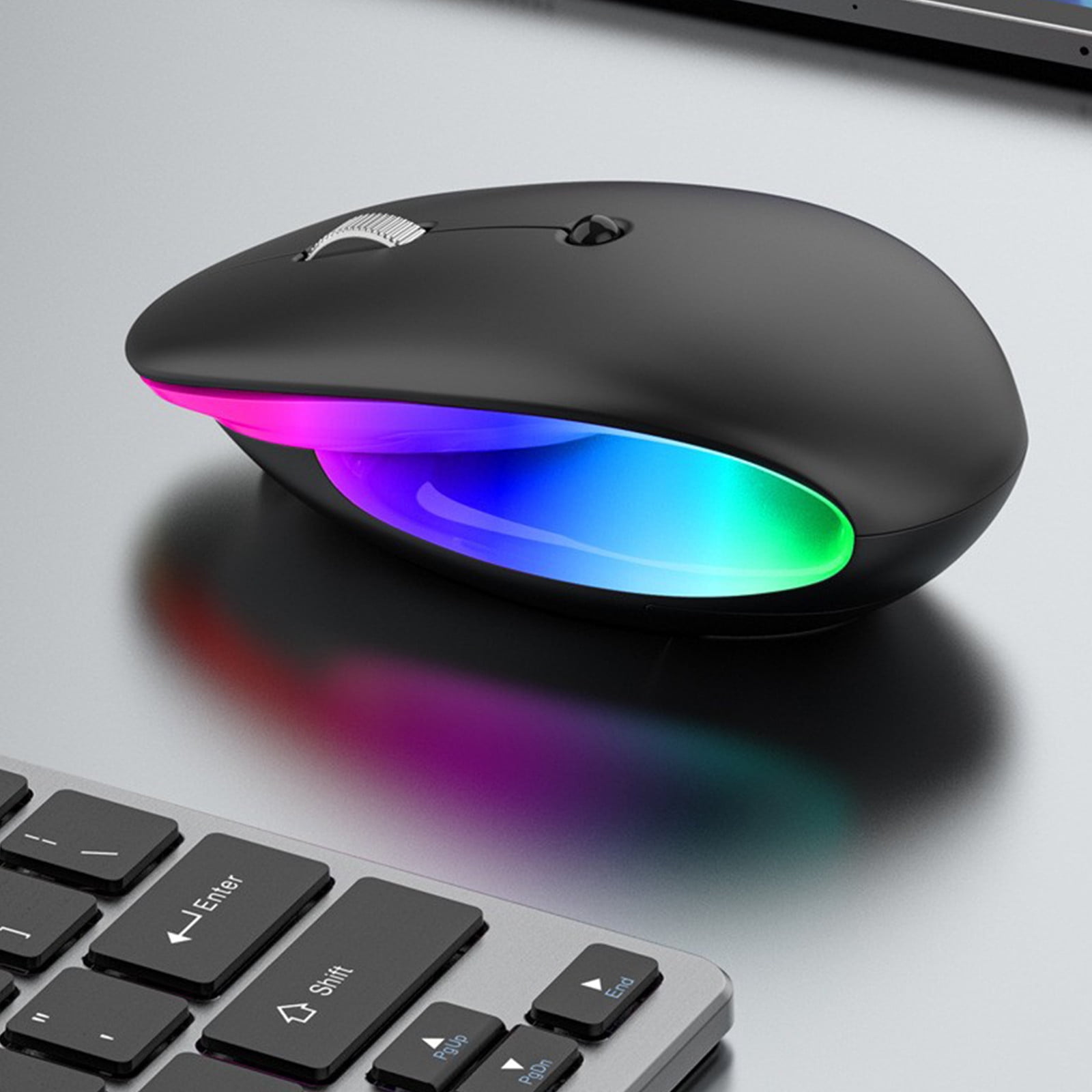 AuroraX Wireless Mouse for Laptop Computer Gaming Mouse Rechargeable Battery Adjustable DPI Bluetooth Connectivity RGB LED Light Black Computer Mice