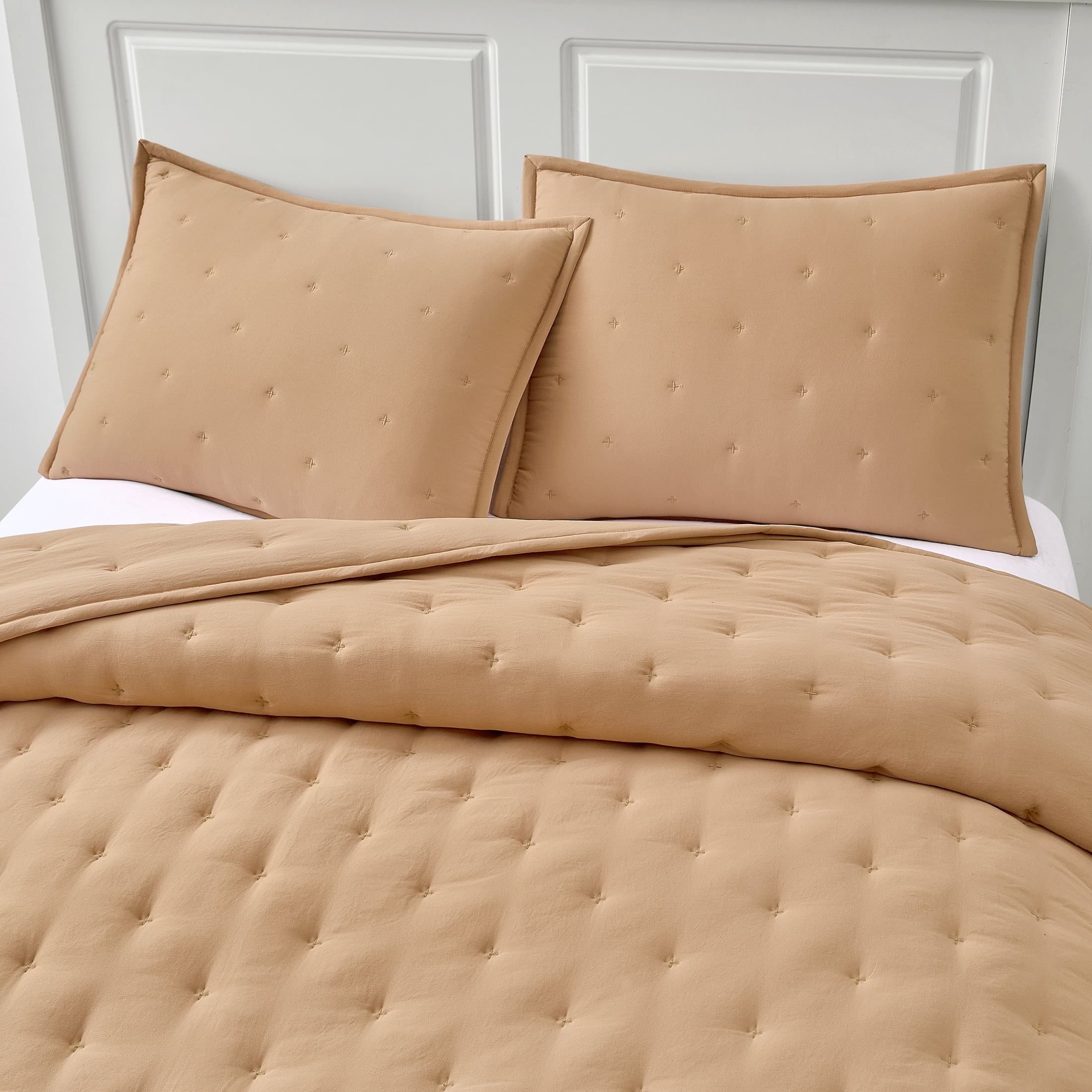 Mainstays King Comforter Set, Soft Lightweight & All Season, 3-Piece, Fatigue Tan