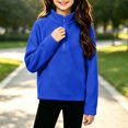 thumbnail image 2 of ATOGUTA Girls Turtleneck Sweatshirt Blue Kids Long Sleeve Half Zip Fleece Sweatshirts Casual Fashion Spring Fall Clothes Size 5T-15, 2 of 7