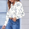 thumbnail image 4 of Xuyuer Button Down Shirts for Women Dressy Floral Printed Long Sleeve Blouse Business Casual Work Tops, 4 of 6