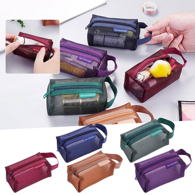 Cagogo under $5 5Pcs Nylon Mesh Wallet, Transparent Nylon Mesh Storage Bag, Large Capacity Keychain Card Wallet Organizer, Waterproof Travel Toiletry Pouch, Multipurpose Cosmetic Accessory Case