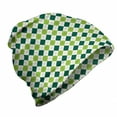 thumbnail image 1 of Geometric Unisex Beanie, Vintage Diamond Line, Hiking Outdoors, Lime Green Dark Green, by Ambesonne, 1 of 1