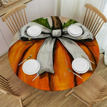 

Jiayy Pumpkin Round Tablecloth for Picnic Dining Kitchen Farmhouse 100% Polyester Fiber 42 -46